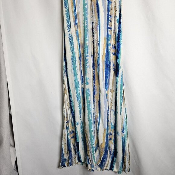 Lulus Bay Side Babe Cream and Blue Tie-Dye Maxi Dress Sleeveless Drapey Lined S - Picture 12 of 13